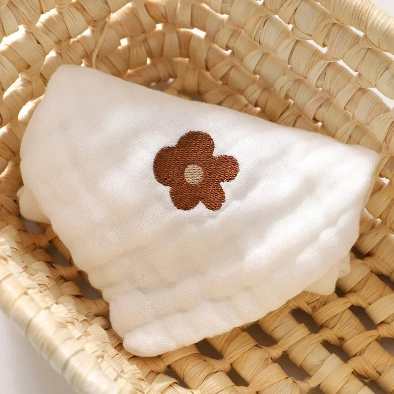 6-Layer Cotton Baby Towels – Embroidered Saliva Towels, Soft Washcloths, Hand & Face Wipes, Burp Cloths for Newborns & Toddlers