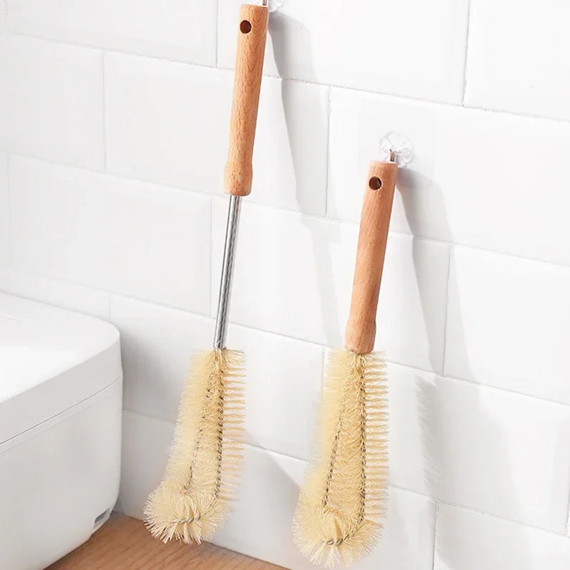Wooden Handle Bottle Brush – Baby Bottle & Pacifier Cleaner | Long Handle Cup Scrubber with Nylon Bristles for Deep Cleaning