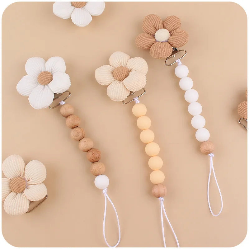 Baby Silicone Flower Pacifier Clip – Cute Teether Chain & Soother Holder | Newborn Accessories & Loss Prevention Strap