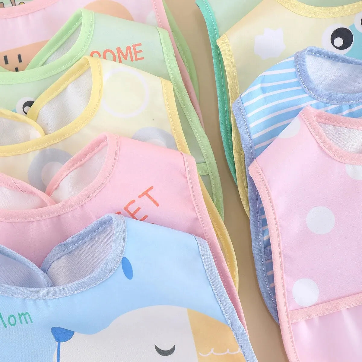 5PCS Cartoon Animal Baby Bibs – Waterproof Feeding Aprons for Boys & Girls | Adjustable Toddler Saliva Bibs