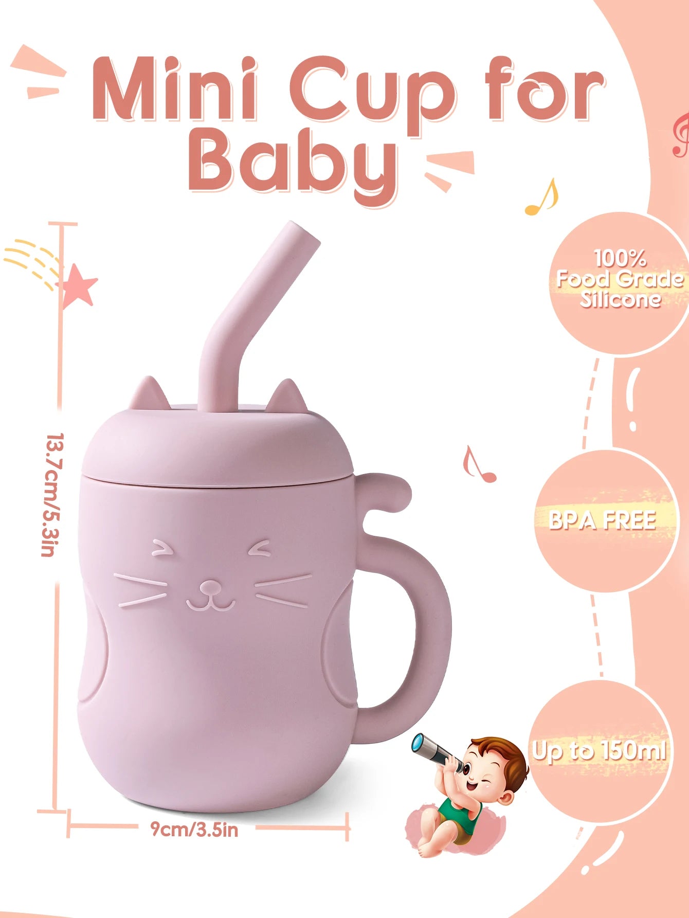 1pcs Baby Silicone Straw Cup – 150ml BPA-Free Leakproof Training Sippy Cup, Portable Snack & Drink Container for Kids
