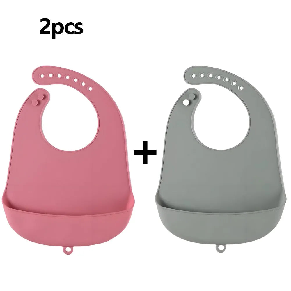 Food-Grade Silicone Baby Bibs – Waterproof, Easy-to-Clean Feeding & Drool Towels | BPA-Free, Adjustable Soft Bibs for Infants & Toddlers