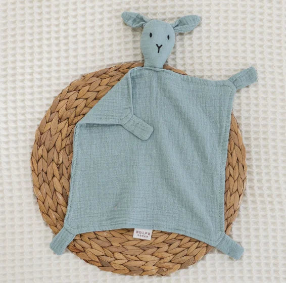Baby Cotton Muslin Burp Cloth – Cute Rabbit Doll Appease Towel, Infant Blanket & Toddler Comfort Scarf