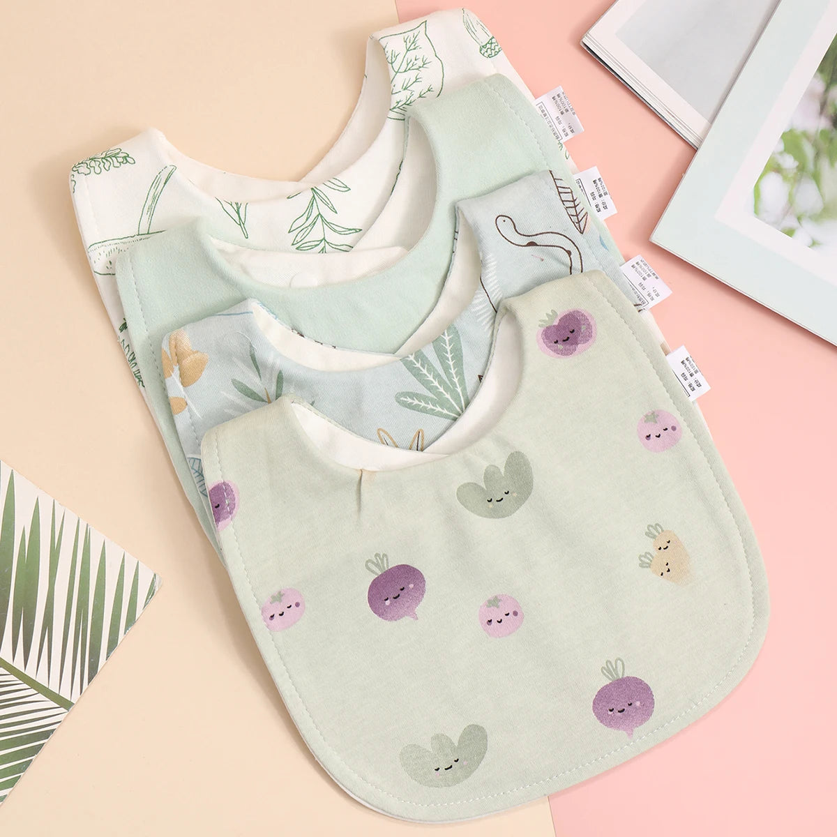 4pcs Baby Cotton Adjustable Bibs – Soft Bandana Burp Cloths & Feeding Saliva Towels for Newborns, Boys & Girls (1–3Y)