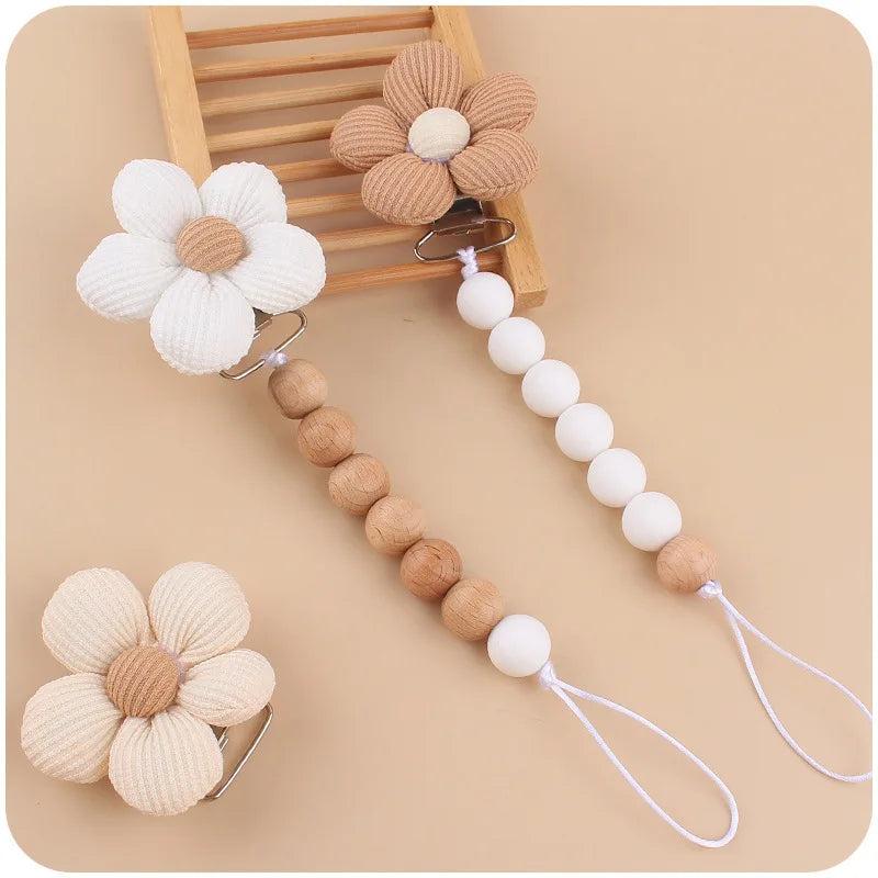 Baby Silicone Flower Pacifier Clip – Cute Teether Chain & Soother Holder | Newborn Accessories & Loss Prevention Strap