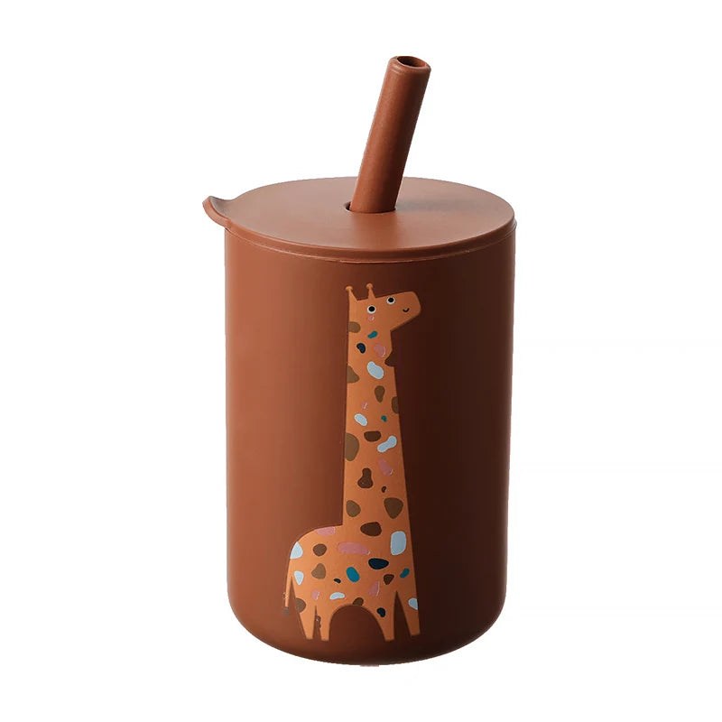 Baby Silicone Training Straw Cup – 150ml Leakproof Toddler Sippy Cup, BPA Free Cartoon Learning Water Bottle