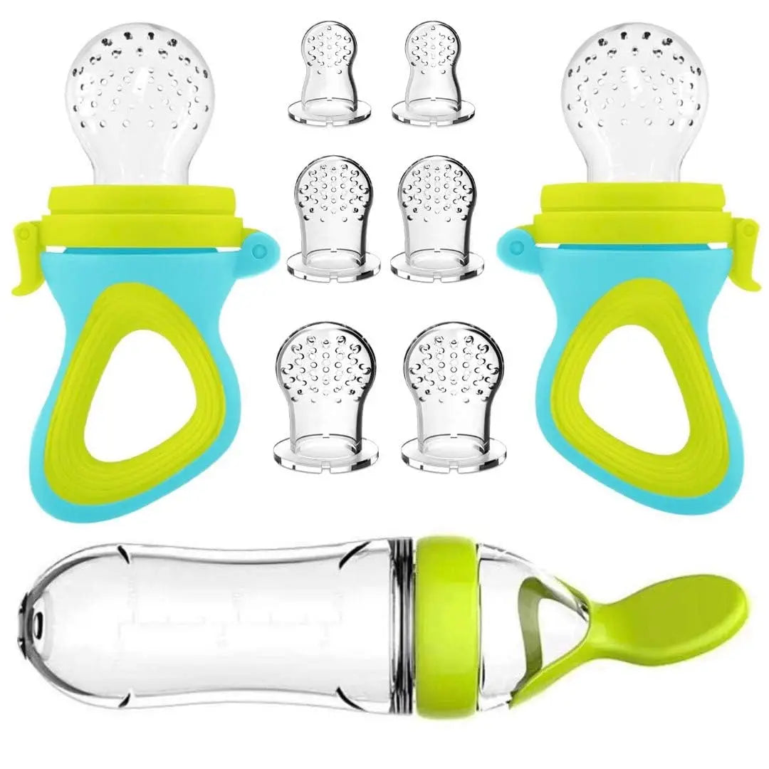Silicone Baby Squeeze Feeding Bottle with Spoon – Infant Rice Cereal & Puree Feeder | BPA-Free Food Supplement Training Bottle (0–2Y)
