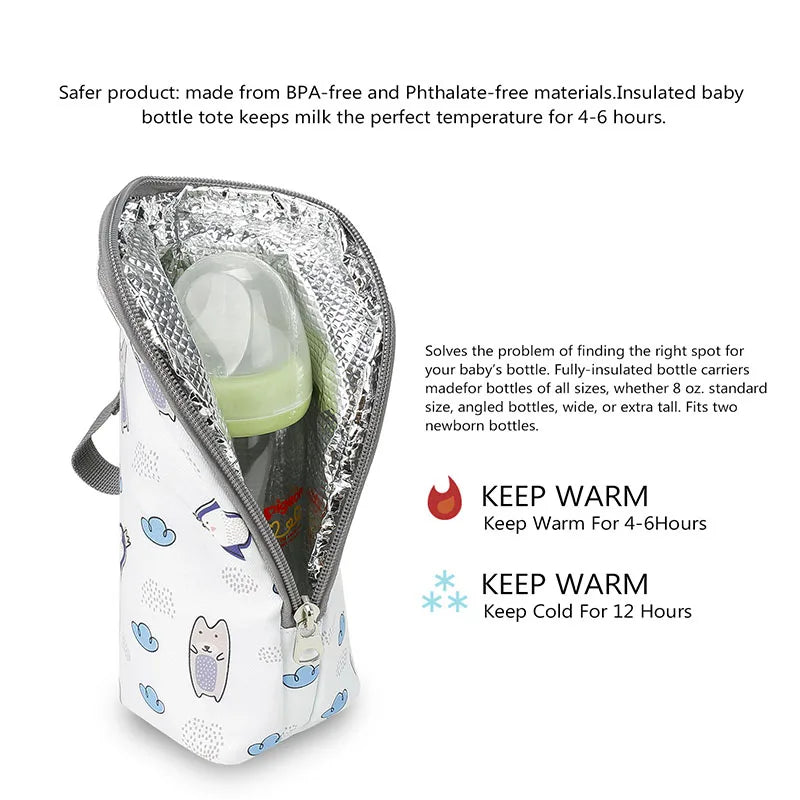 Baby Bottle Warmer Bag – Waterproof Insulated Feeding Bottle Holder with Stroller Hook | Portable Milk & Drink Storage Pouch (0–36M)