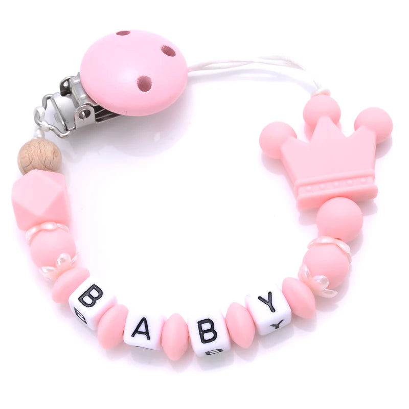 New Baby Crown Pacifier Clip – Handmade Silicone Pacifier Chain & Teething Nipple Holder | BPA-Free Toddler Chew Toy Accessory