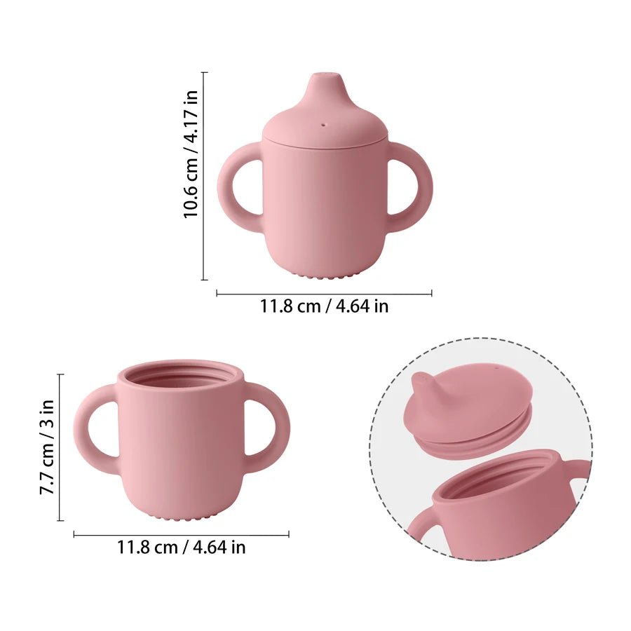 Silicone Baby Training Cup with Handles – 180ml Portable Drinking Cup for Infants & Toddlers | Baby Feeding Water Cup