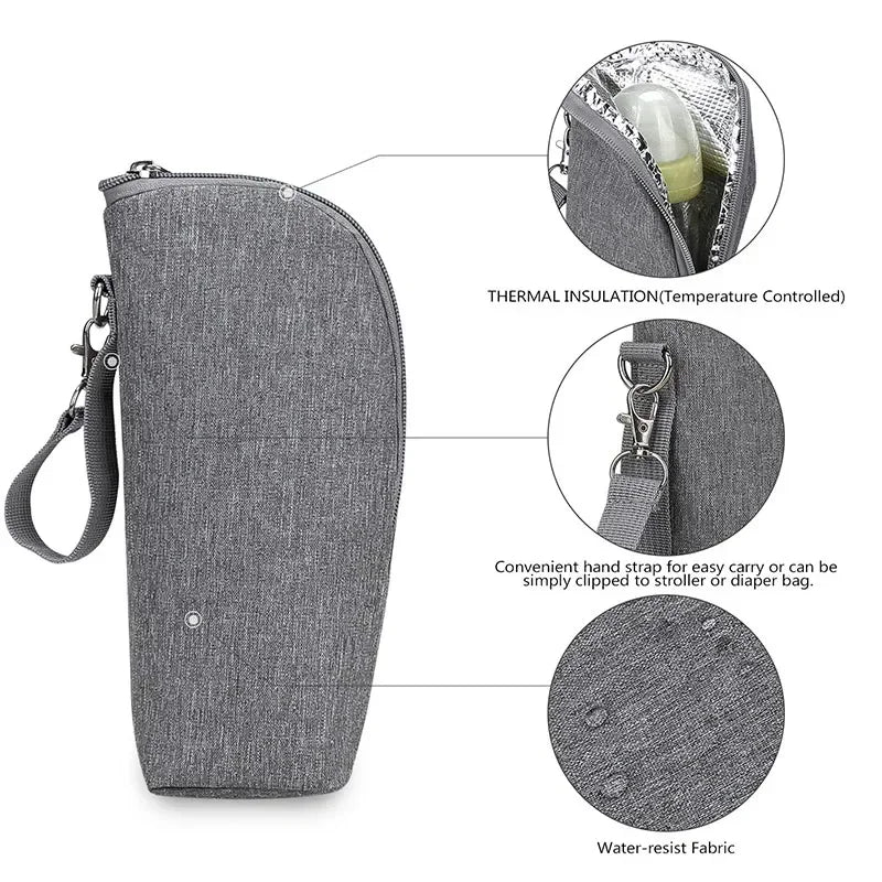 Baby Bottle Warmer Bag – Waterproof Insulated Feeding Bottle Holder with Stroller Hook | Portable Milk & Drink Storage Pouch (0–36M)