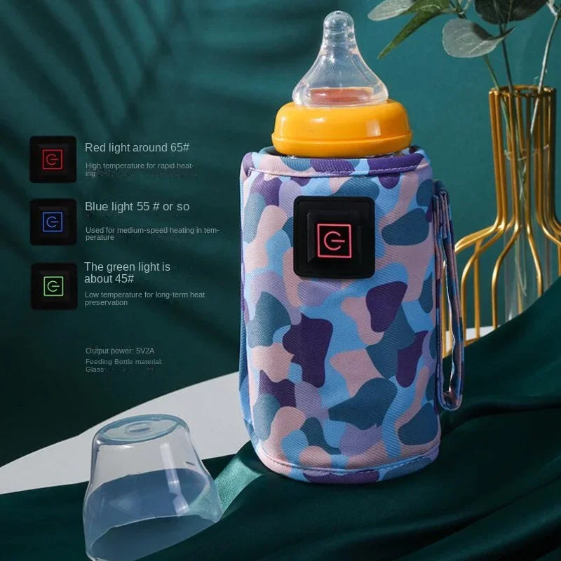 USB Baby Bottle Warmer – Portable Milk & Water Heater with Insulated Travel Bag for Stroller & Outdoor Use