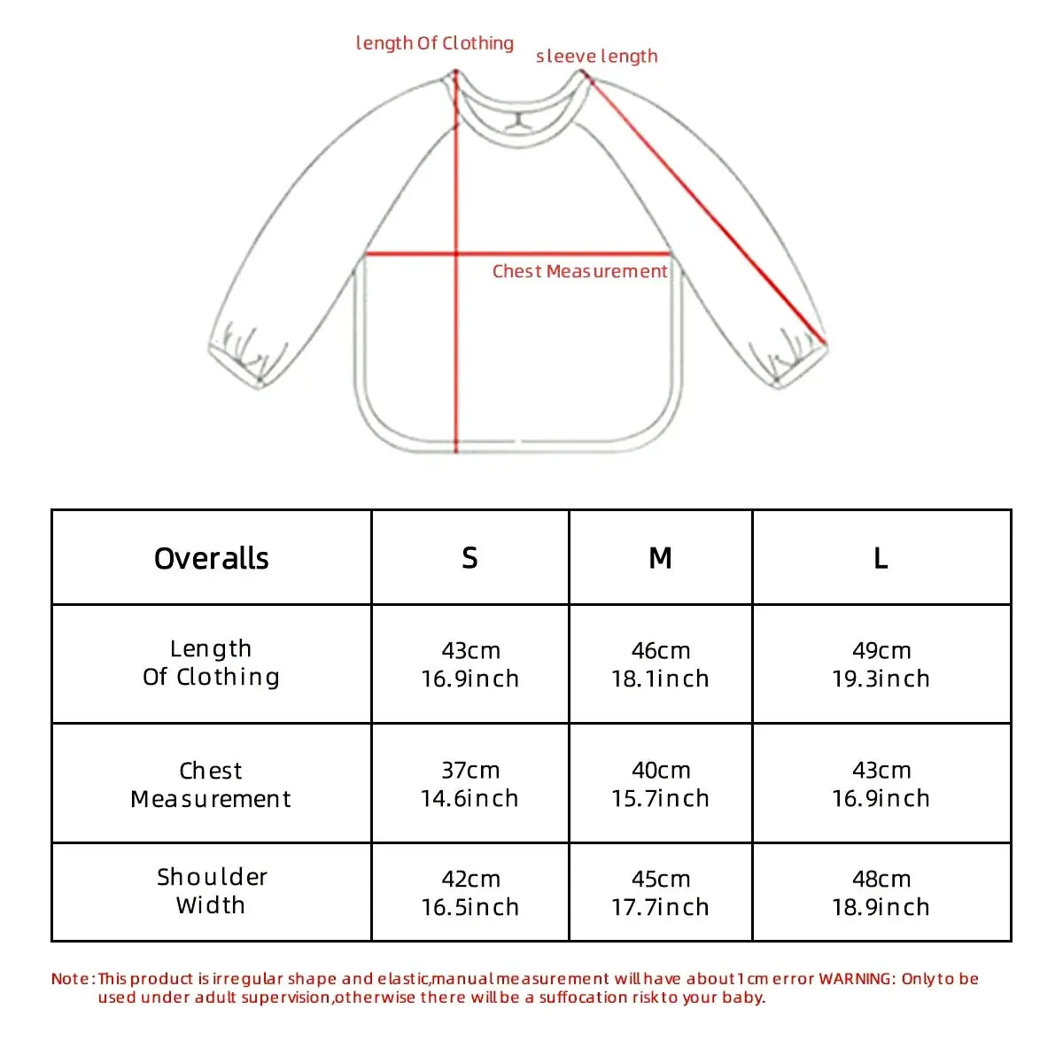 1pc Waterproof Long Sleeve Baby Bib with Pocket – Full Cover Feeding Apron Smock for Kids & Toddlers with Storage Bag