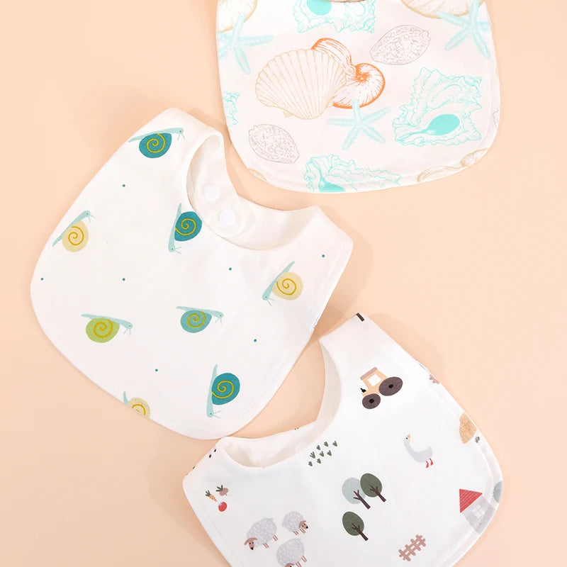 3PCS U-Shape Baby Bibs – 360° Rotating Muslin Bandana Bibs for Boys & Girls | Soft Newborn Saliva Towels & Burp Cloths for Infants & Toddlers