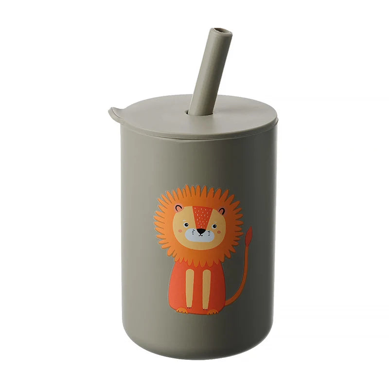 Baby Silicone Training Straw Cup – 150ml Leakproof Toddler Sippy Cup, BPA Free Cartoon Learning Water Bottle