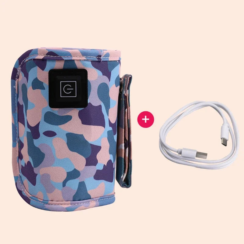 USB Baby Bottle Warmer – Portable Milk & Water Heater with Insulated Travel Bag for Stroller & Outdoor Use