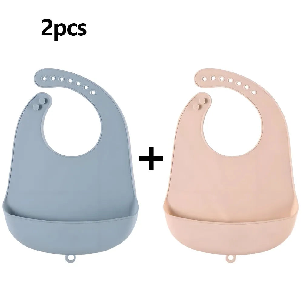 Food-Grade Silicone Baby Bibs – Waterproof, Easy-to-Clean Feeding & Drool Towels | BPA-Free, Adjustable Soft Bibs for Infants & Toddlers