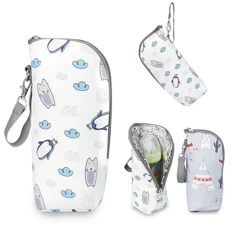 Baby Bottle Warmer Bag – Waterproof Insulated Feeding Bottle Holder with Stroller Hook | Portable Milk & Drink Storage Pouch (0–36M)