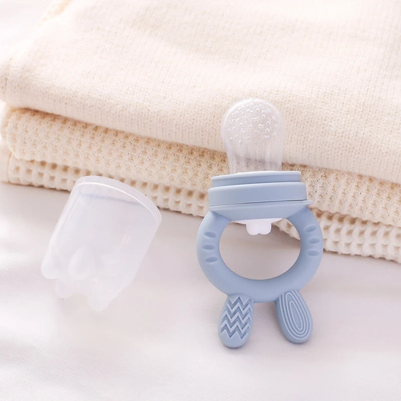 Silicone Baby Fruit Feeder Pacifier with Cover – Baby Food Nibbler for Fruits & Vegetables | Teething Soother & Feeding Training Tableware
