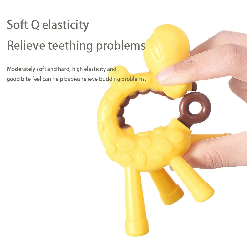 MAMIJOY Giraffe Silicone Baby Teether – BPA-Free Cartoon Ring Teething Toy | Soft, Food-Grade Relief for Infants