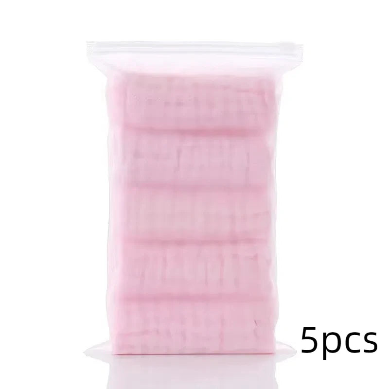 5PCS Baby Muslin Washcloths – 6-Layer Cotton Soft Towels | Absorbent Baby Face Towels, Burp Cloths & Feeding Wipes