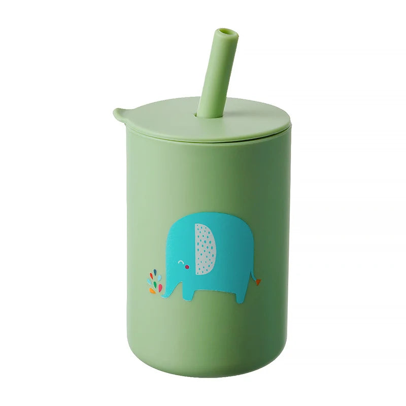 Baby Silicone Training Straw Cup – 150ml Leakproof Toddler Sippy Cup, BPA Free Cartoon Learning Water Bottle