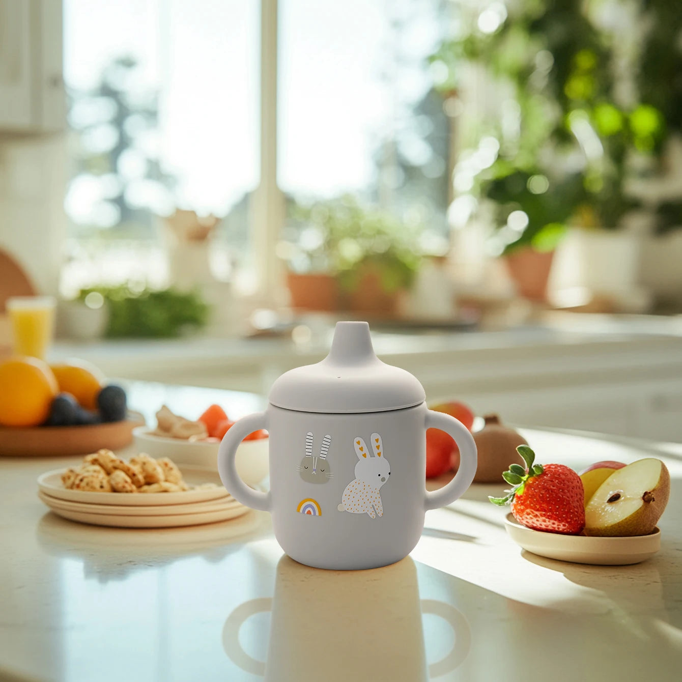 Cartoon Silicone Baby Feeding Cup – BPA Free Leakproof Training Cup with Handles | Travel-Friendly & Dishwasher Safe Baby Drinkware