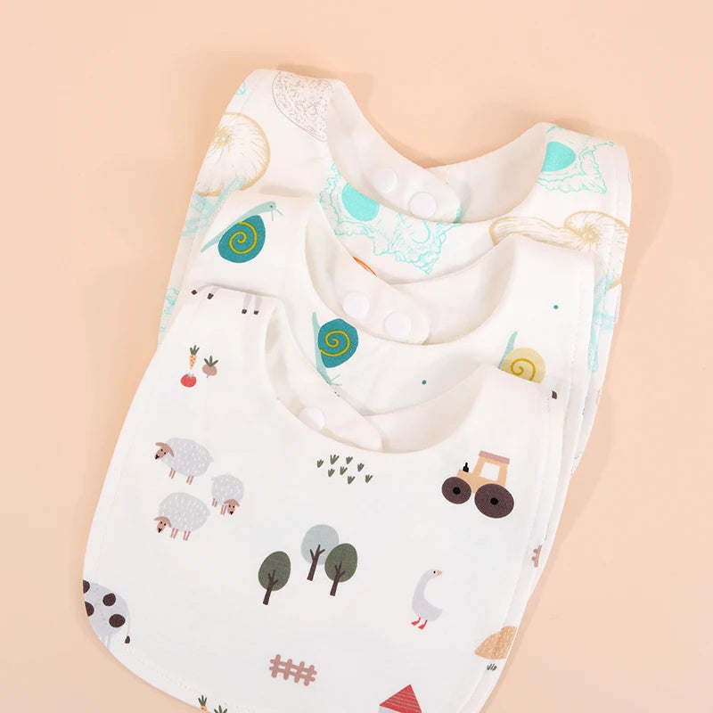 3PCS U-Shape Baby Bibs – 360° Rotating Muslin Bandana Bibs for Boys & Girls | Soft Newborn Saliva Towels & Burp Cloths for Infants & Toddlers