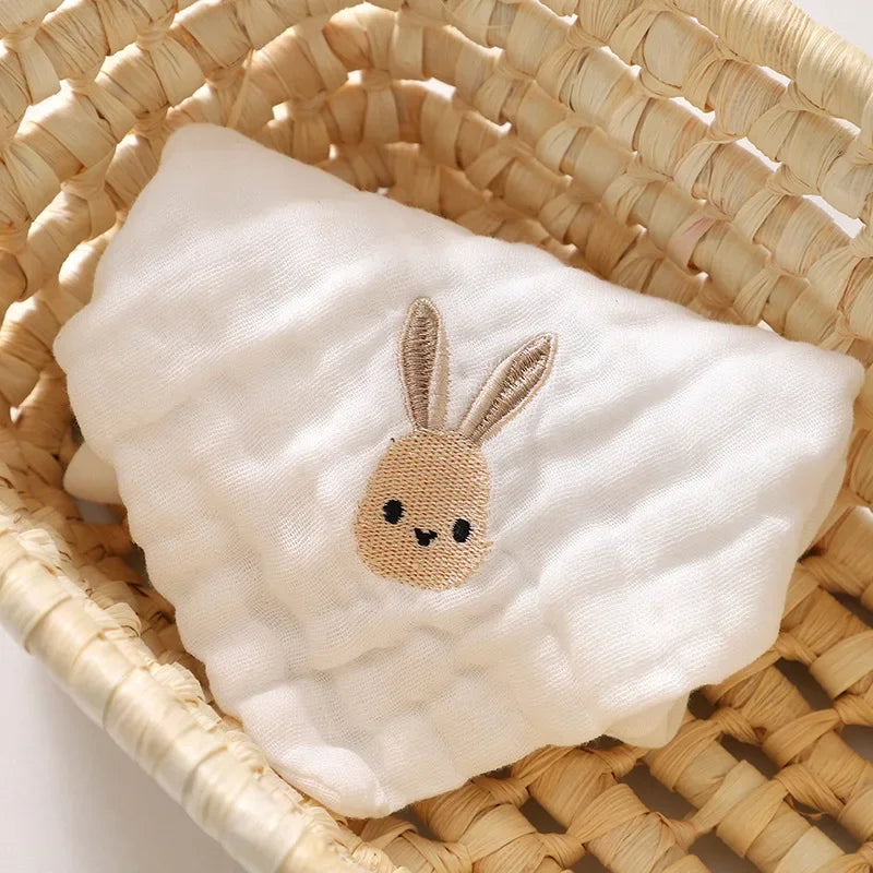 6-Layer Cotton Baby Towels – Embroidered Saliva Towels, Soft Washcloths, Hand & Face Wipes, Burp Cloths for Newborns & Toddlers
