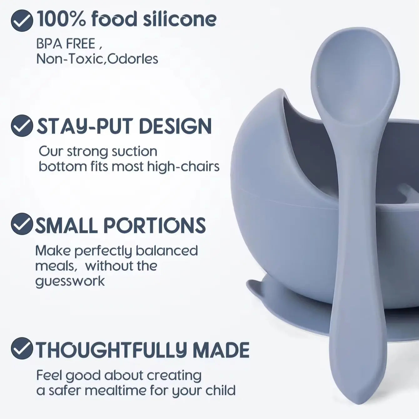2PCS Baby Silicone Suction Bowls – Non-Slip Infant Feeding Tableware | BPA-Free Toddler Training Food Bowls for Self-Feeding & Weaning