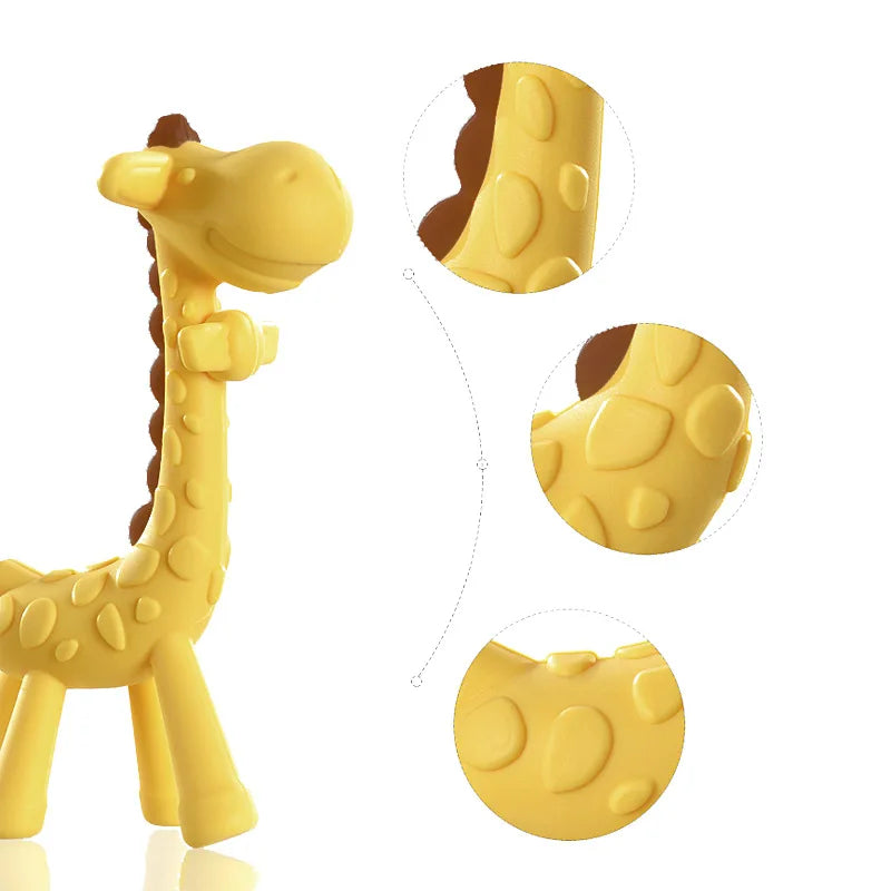 MAMIJOY Giraffe Silicone Baby Teether – BPA-Free Cartoon Ring Teething Toy | Soft, Food-Grade Relief for Infants