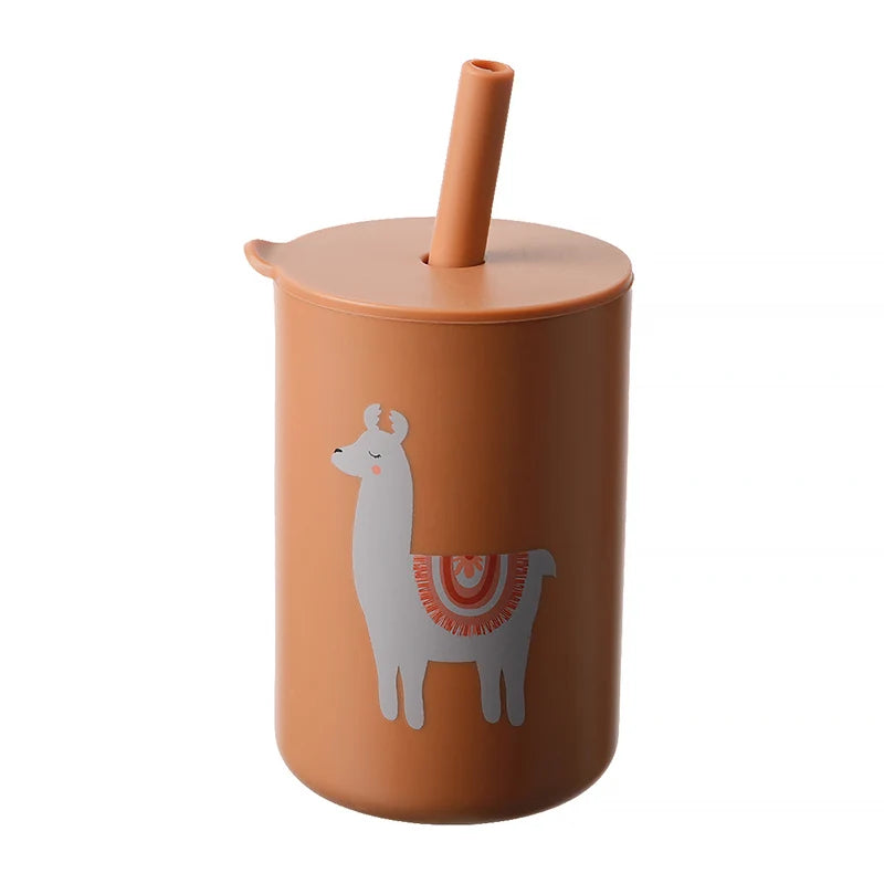 Baby Silicone Training Straw Cup – 150ml Leakproof Toddler Sippy Cup, BPA Free Cartoon Learning Water Bottle