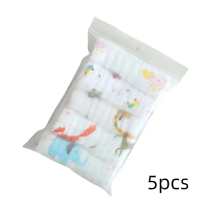 5PCS Baby Muslin Washcloths – 6-Layer Cotton Soft Towels | Absorbent Baby Face Towels, Burp Cloths & Feeding Wipes