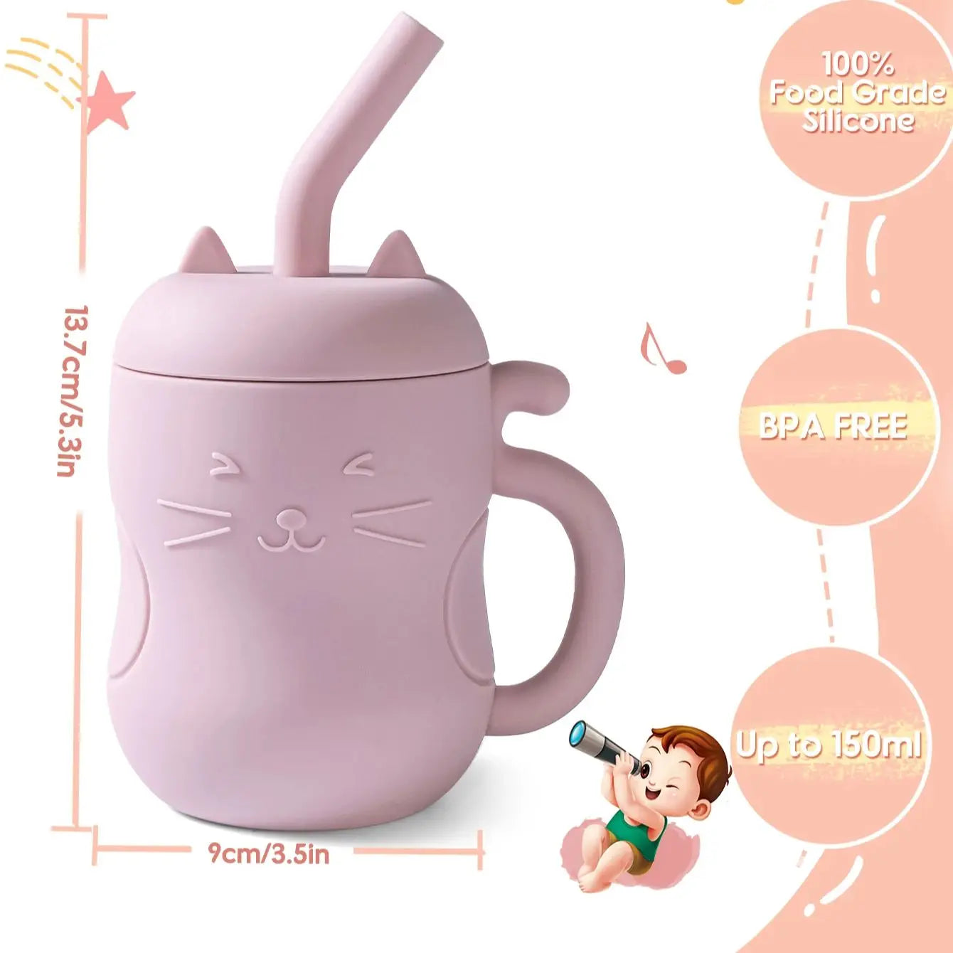 1pcs Baby Silicone Straw Cup – 150ml BPA-Free Leakproof Training Sippy Cup, Portable Snack & Drink Container for Kids