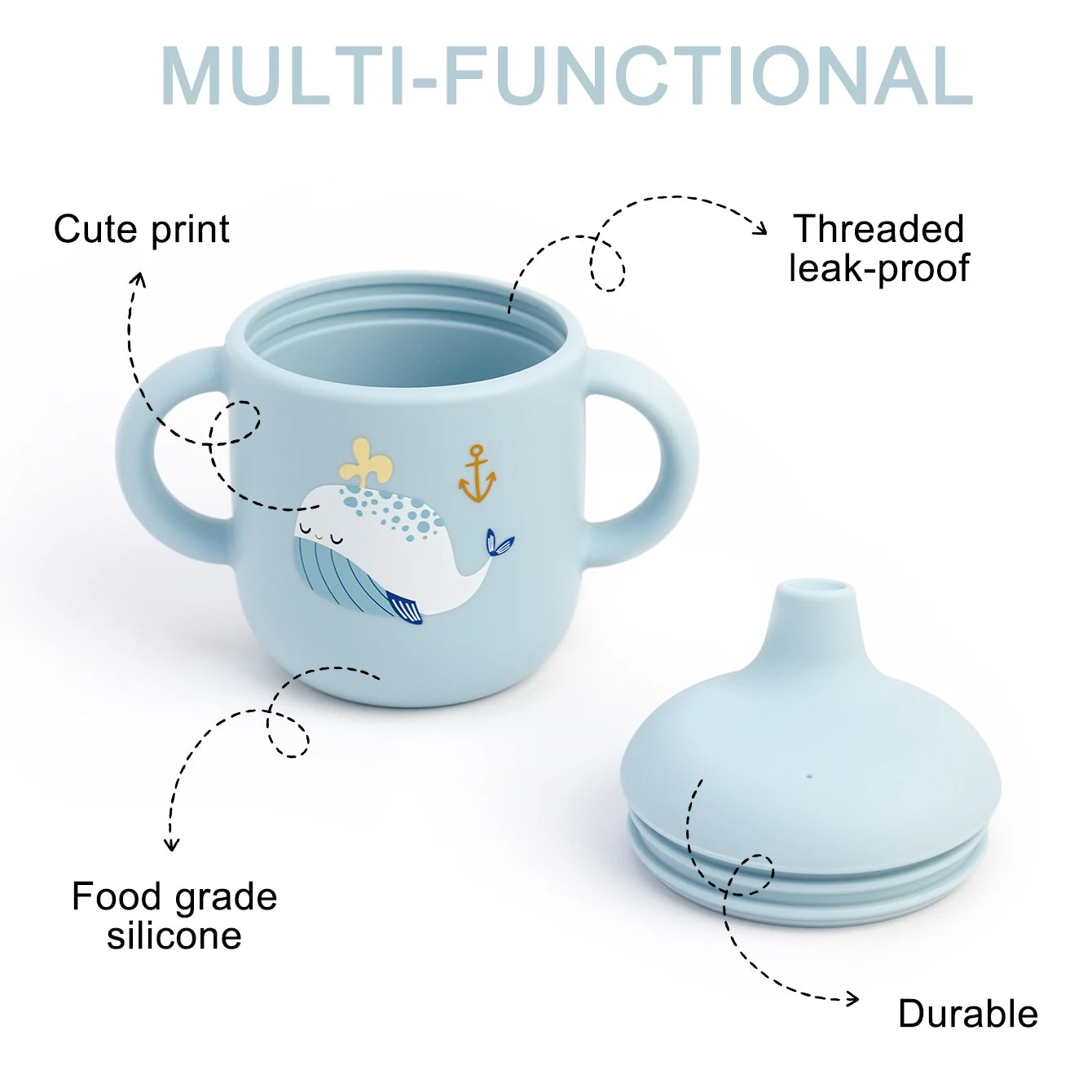 Cartoon Silicone Baby Feeding Cup – BPA Free Leakproof Training Cup with Handles | Travel-Friendly & Dishwasher Safe Baby Drinkware