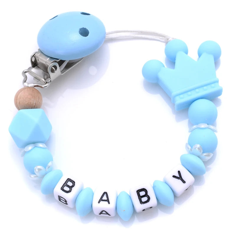 New Baby Crown Pacifier Clip – Handmade Silicone Pacifier Chain & Teething Nipple Holder | BPA-Free Toddler Chew Toy Accessory