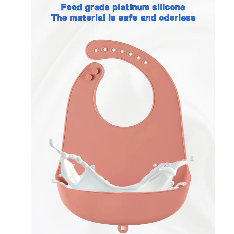 Food-Grade Silicone Baby Bibs – Waterproof, Easy-to-Clean Feeding & Drool Towels | BPA-Free, Adjustable Soft Bibs for Infants & Toddlers