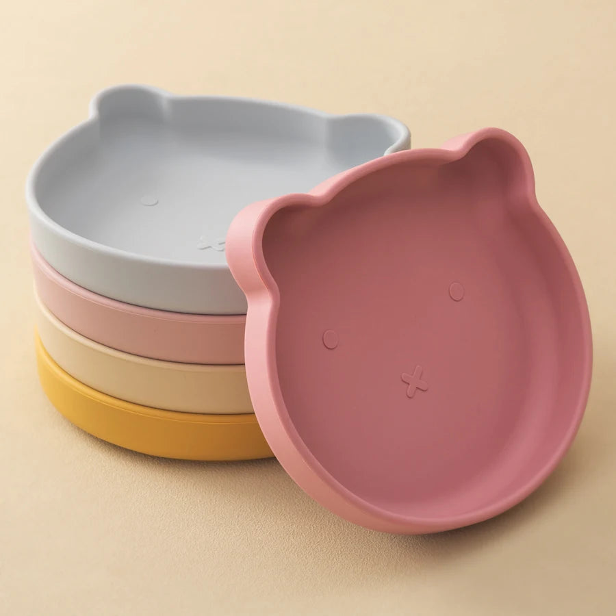 1PC Silicone Baby Plate – Cute Cartoon Bear Shape Suction Plate | BPA-Free Baby Feeding Dish for Self-Feeding & Food Storage