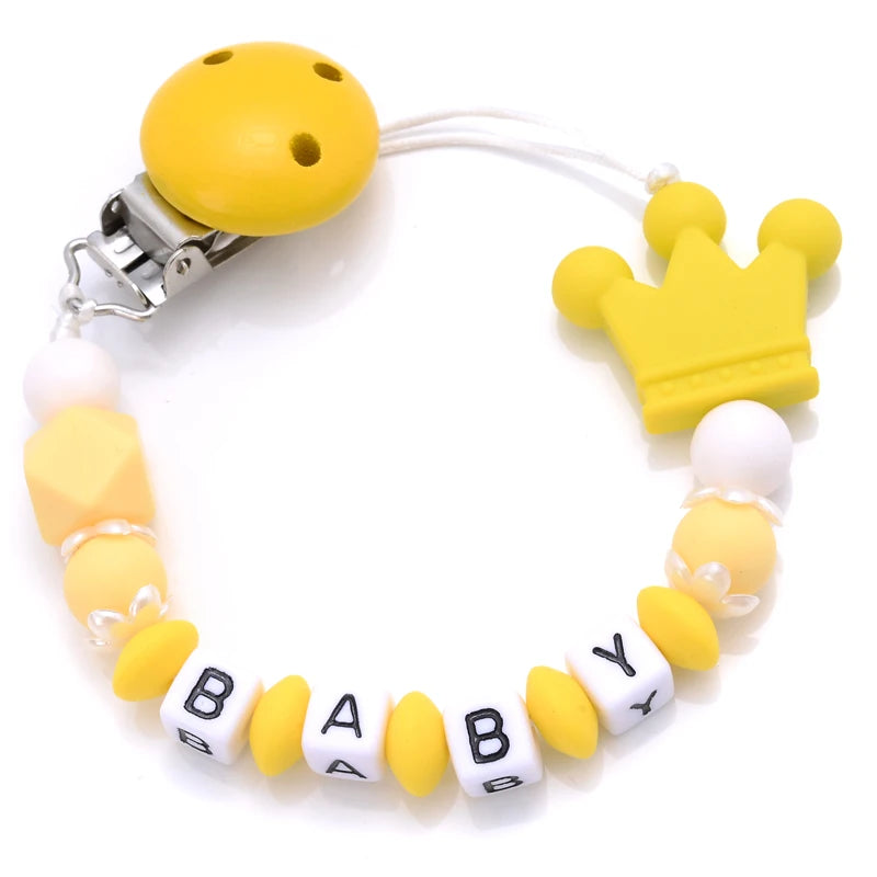 New Baby Crown Pacifier Clip – Handmade Silicone Pacifier Chain & Teething Nipple Holder | BPA-Free Toddler Chew Toy Accessory