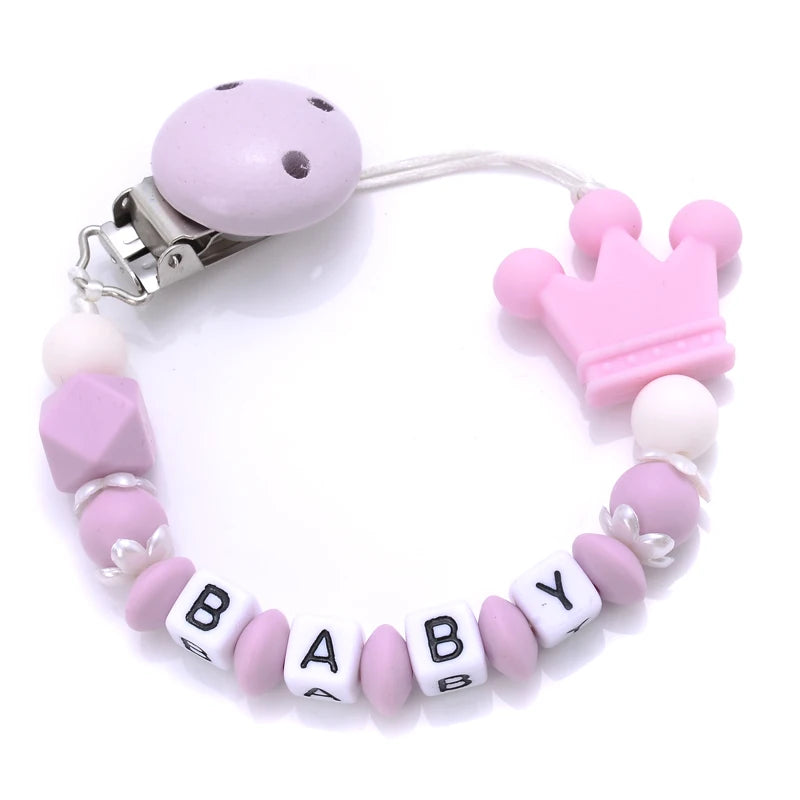 New Baby Crown Pacifier Clip – Handmade Silicone Pacifier Chain & Teething Nipple Holder | BPA-Free Toddler Chew Toy Accessory