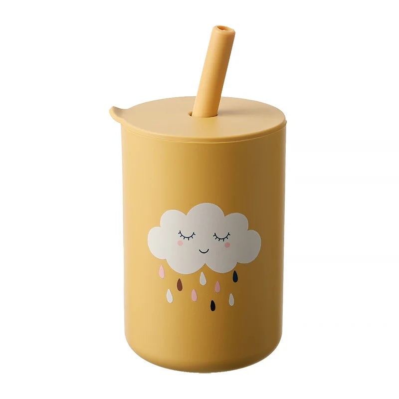 Baby Silicone Training Straw Cup – 150ml Leakproof Toddler Sippy Cup, BPA Free Cartoon Learning Water Bottle