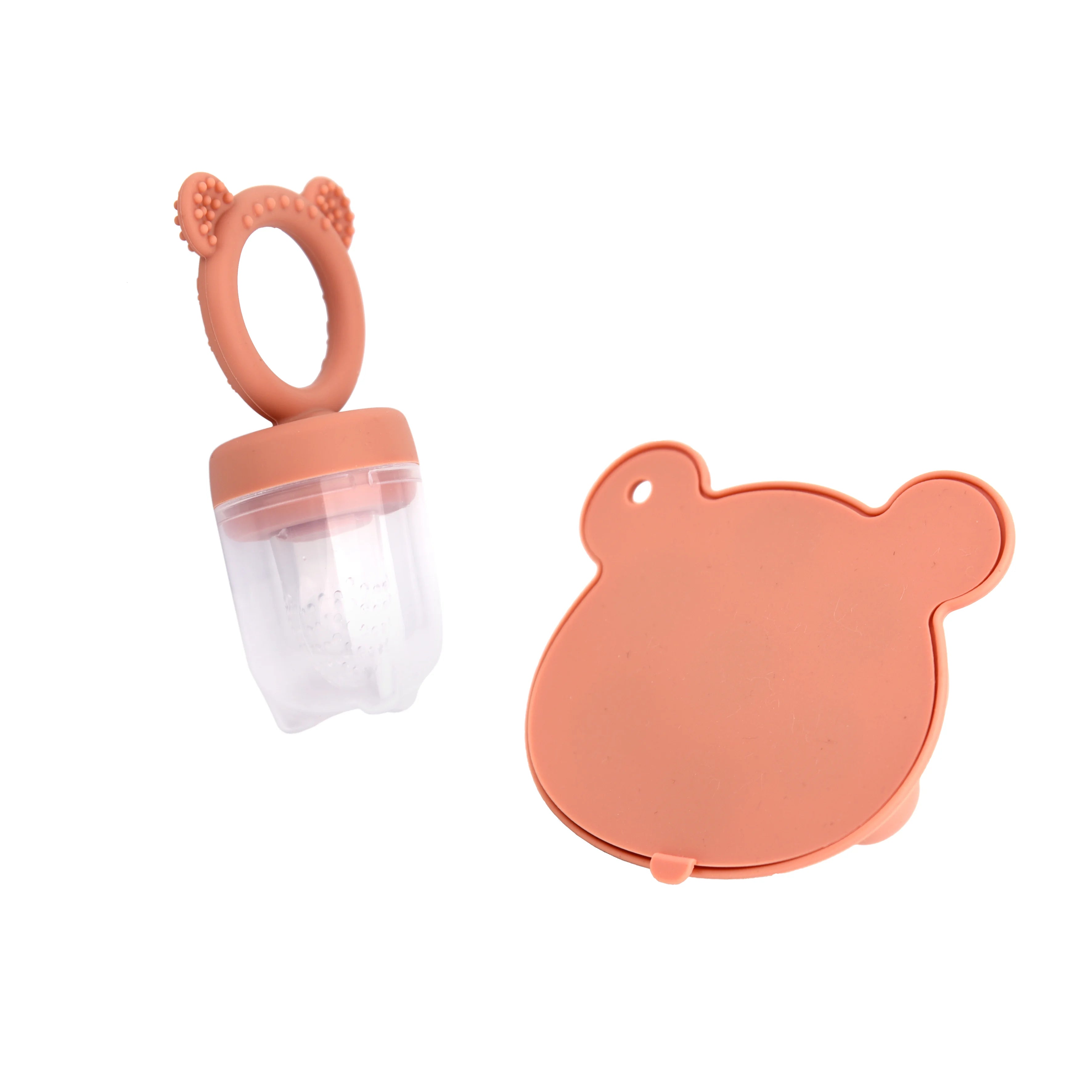 Baby Fruit Feeder & Silicone Freezer Tray Set – Animal Design Bear Teether with Breast Milk, Food & Popsicle Storage Mold | BPA-Free Baby Feeding Essentials