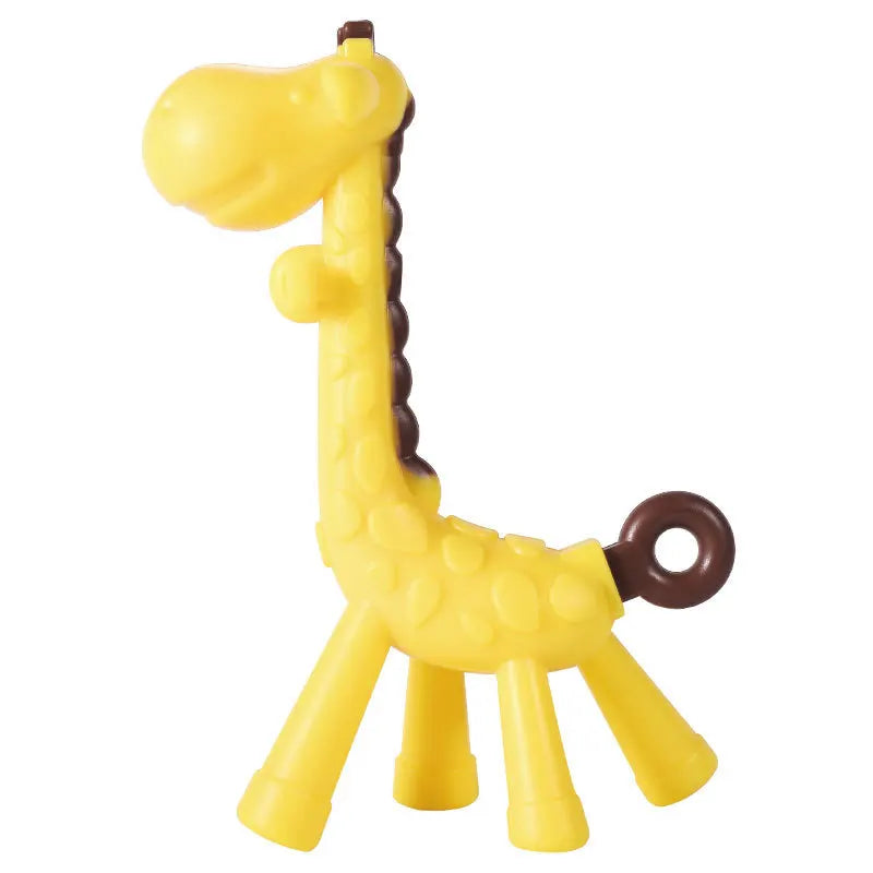 MAMIJOY Giraffe Silicone Baby Teether – BPA-Free Cartoon Ring Teething Toy | Soft, Food-Grade Relief for Infants