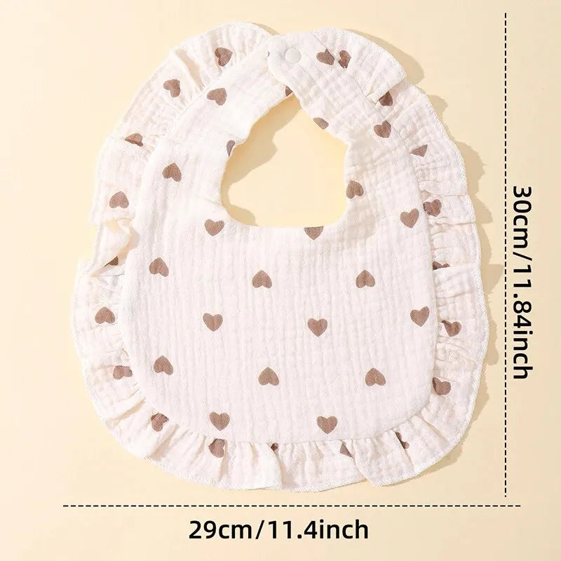 2pcs Baby Feeding Bibs – Soft Cotton Ruffle Floral Drool Towels, Infant Burp Cloths for Newborns & Toddlers (Unisex)
