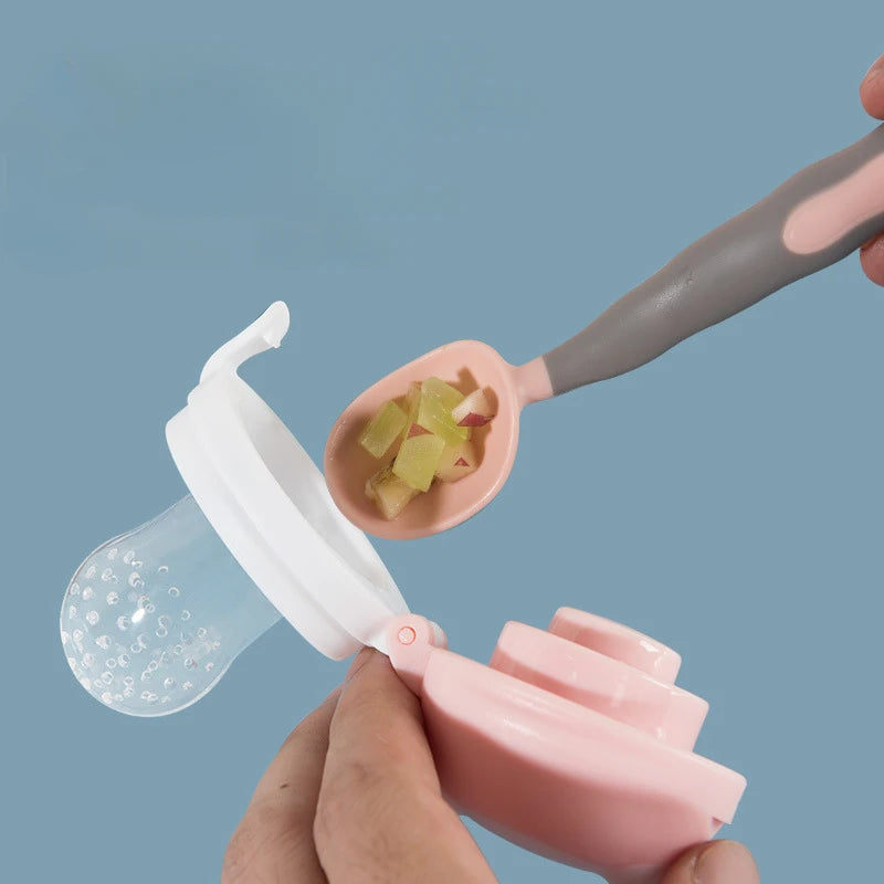 Baby Food Feeding Spoon & Juice Extractor – Silicone Pacifier Cup, Teether & Fruit Feeder for Babies (0–2Y)
