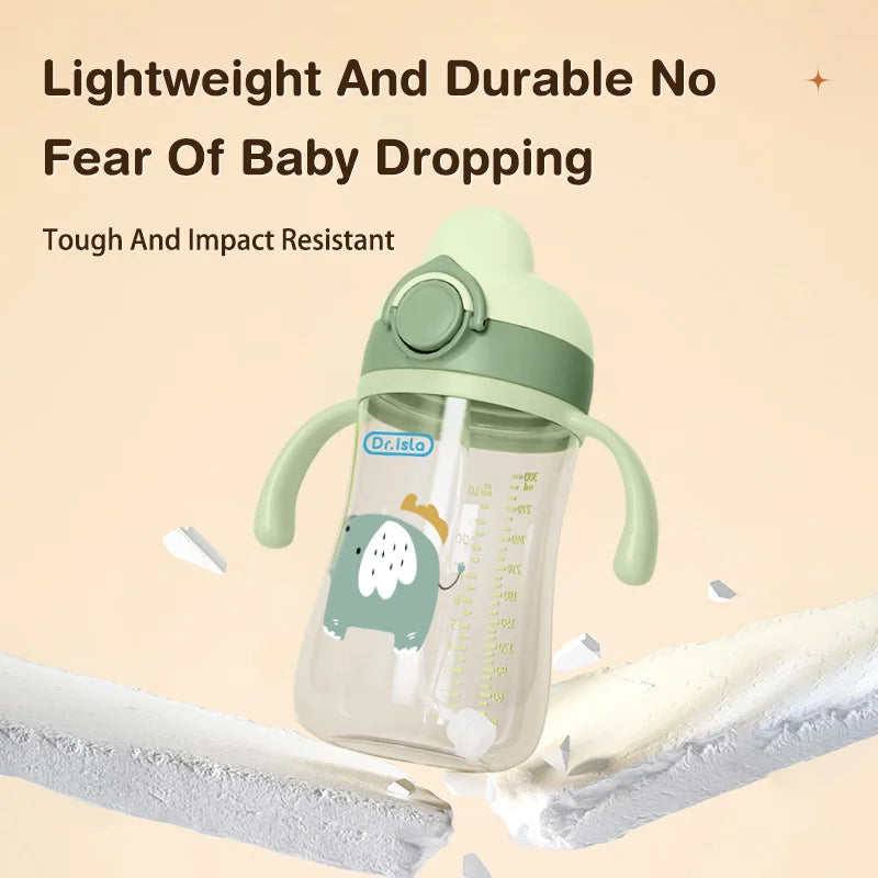 MAMIJOY 300ML Baby Bottle with Straw – Leakproof Training Cup with Handles | BPA-Free Drinking Bottle for Babies & Toddlers (6M+)