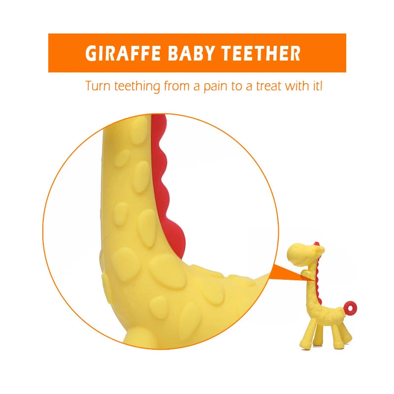 MAMIJOY Giraffe Silicone Baby Teether – BPA-Free Cartoon Ring Teething Toy | Soft, Food-Grade Relief for Infants
