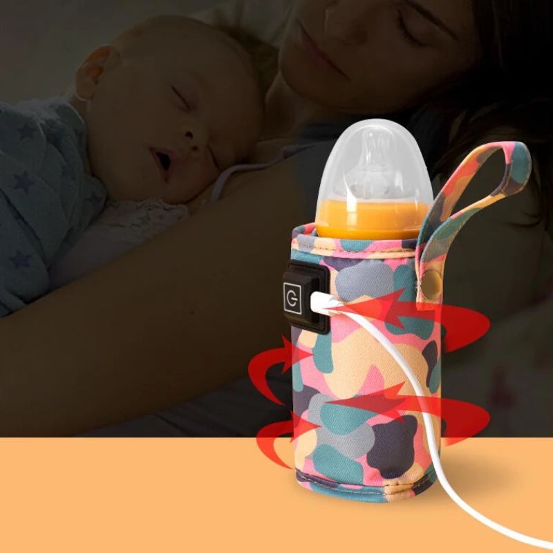 USB Baby Bottle Warmer – Portable Milk & Water Heater with Insulated Travel Bag for Stroller & Outdoor Use