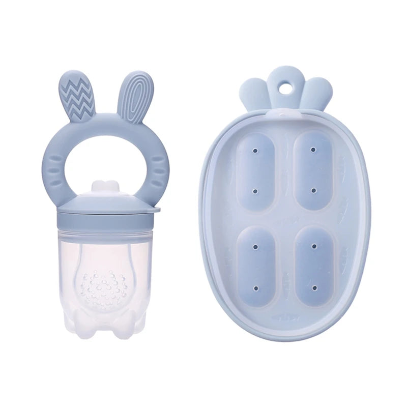 Silicone Baby Fruit Feeder Pacifier with Cover – Baby Food Nibbler for Fruits & Vegetables | Teething Soother & Feeding Training Tableware