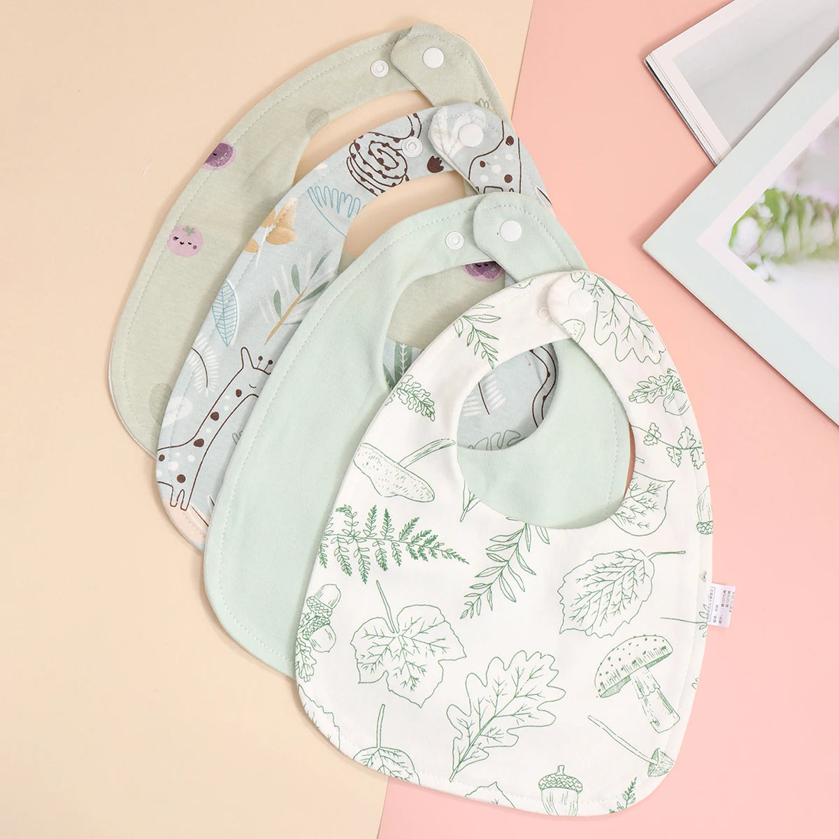 4pcs Baby Cotton Adjustable Bibs – Soft Bandana Burp Cloths & Feeding Saliva Towels for Newborns, Boys & Girls (1–3Y)